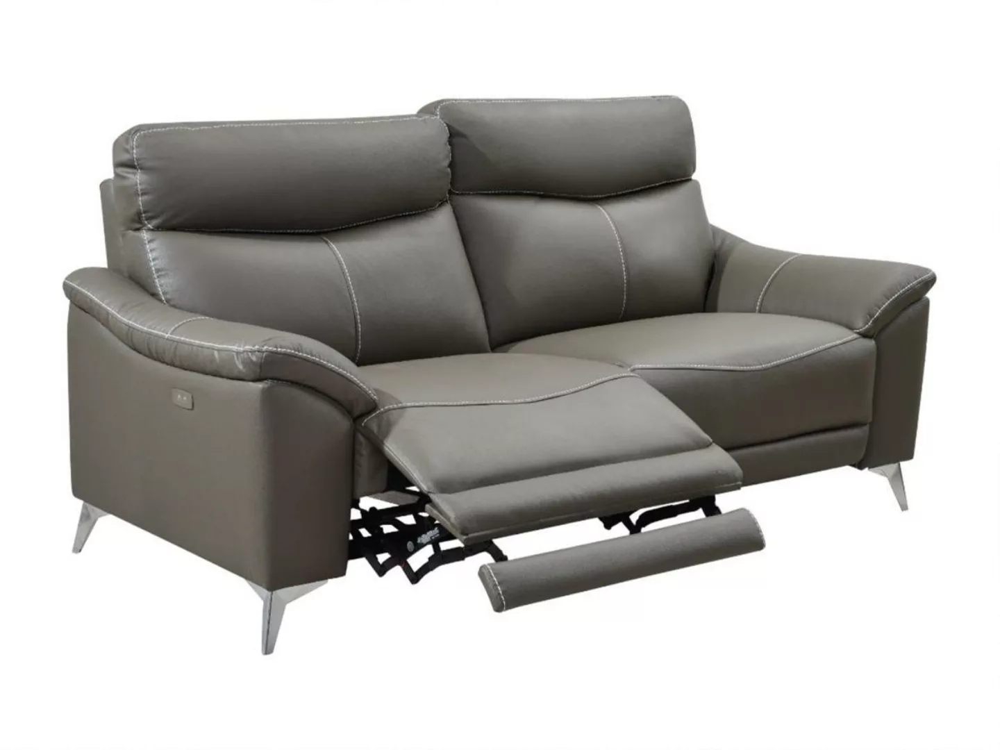 Relaxsofa elektrisch 3-Sitzer - Leder - Taupe - METRONOMYA günstig online kaufen