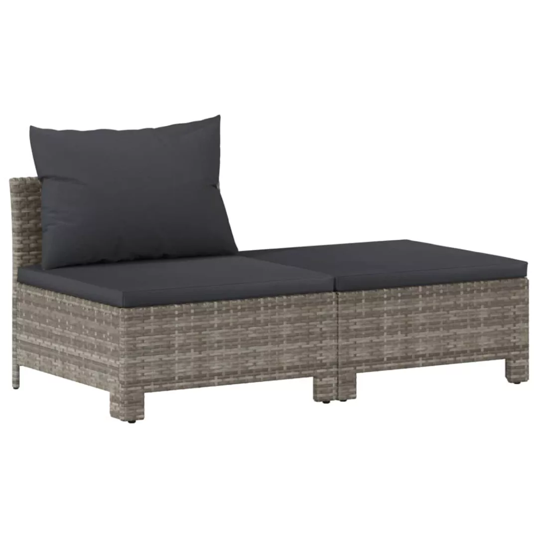 Vidaxl 2-tlg. Garten-lounge-set Mit Kissen Grau Poly Rattan günstig online kaufen