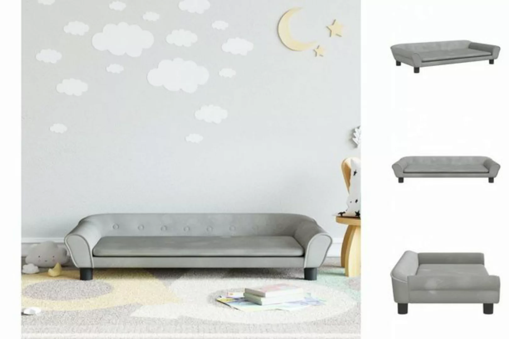 vidaXL Kindersofa Kindersofa Hellgrau 100x50x26 cm Samt Kindercouch Kinderm günstig online kaufen