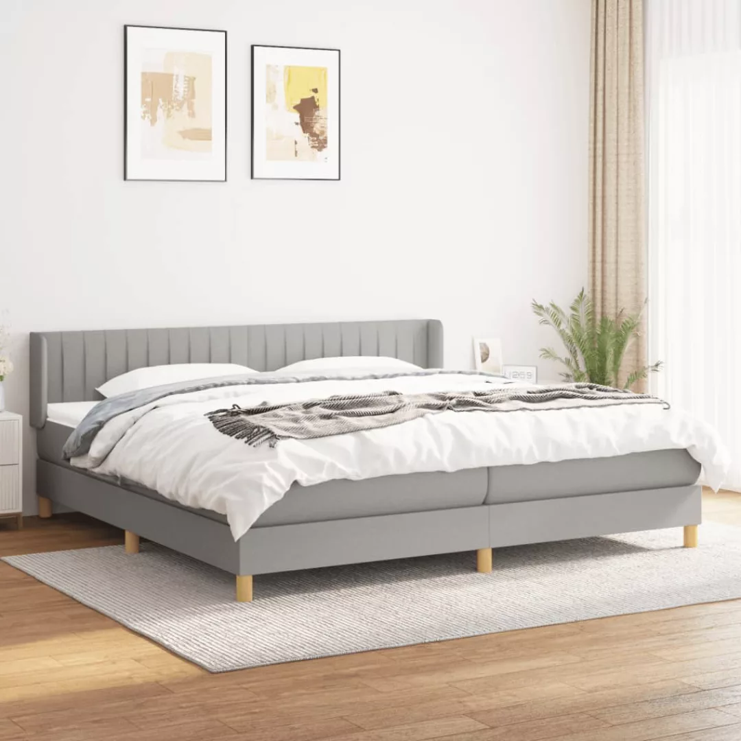 vidaXL Bettgestell Boxspringbett mit Matratze Hellgrau 200x200 cm Stoff Bet günstig online kaufen