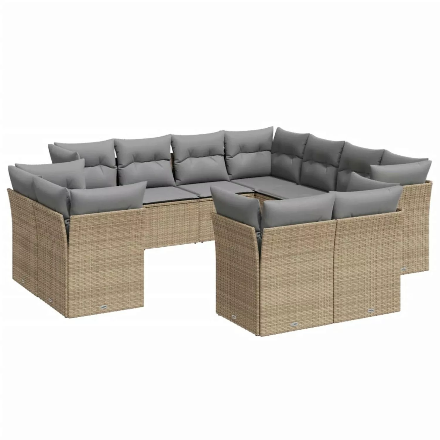 vidaXL 11-tlg Garten-Sofagarnitur mit Kissen Beige Poly Rattan Modell 28 günstig online kaufen