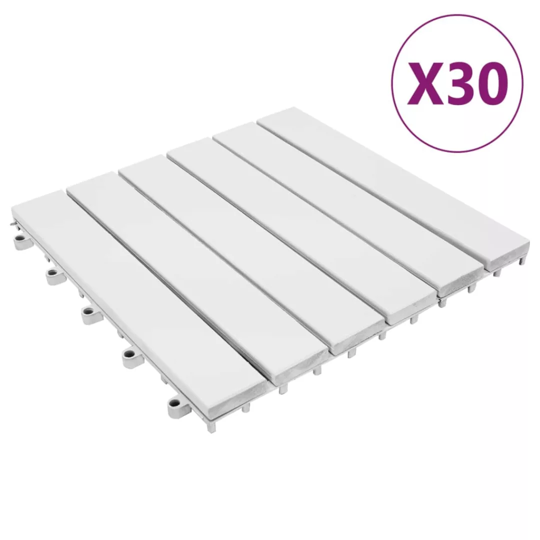 Vidaxl Terrassenfliesen 30 Stk. Weiß 30x30 Cm Massivholz Akazie günstig online kaufen