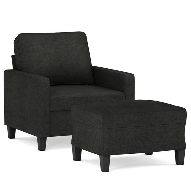 vidaXL Sofa Sessel mit Hocker Stoff, Schwarz günstig online kaufen