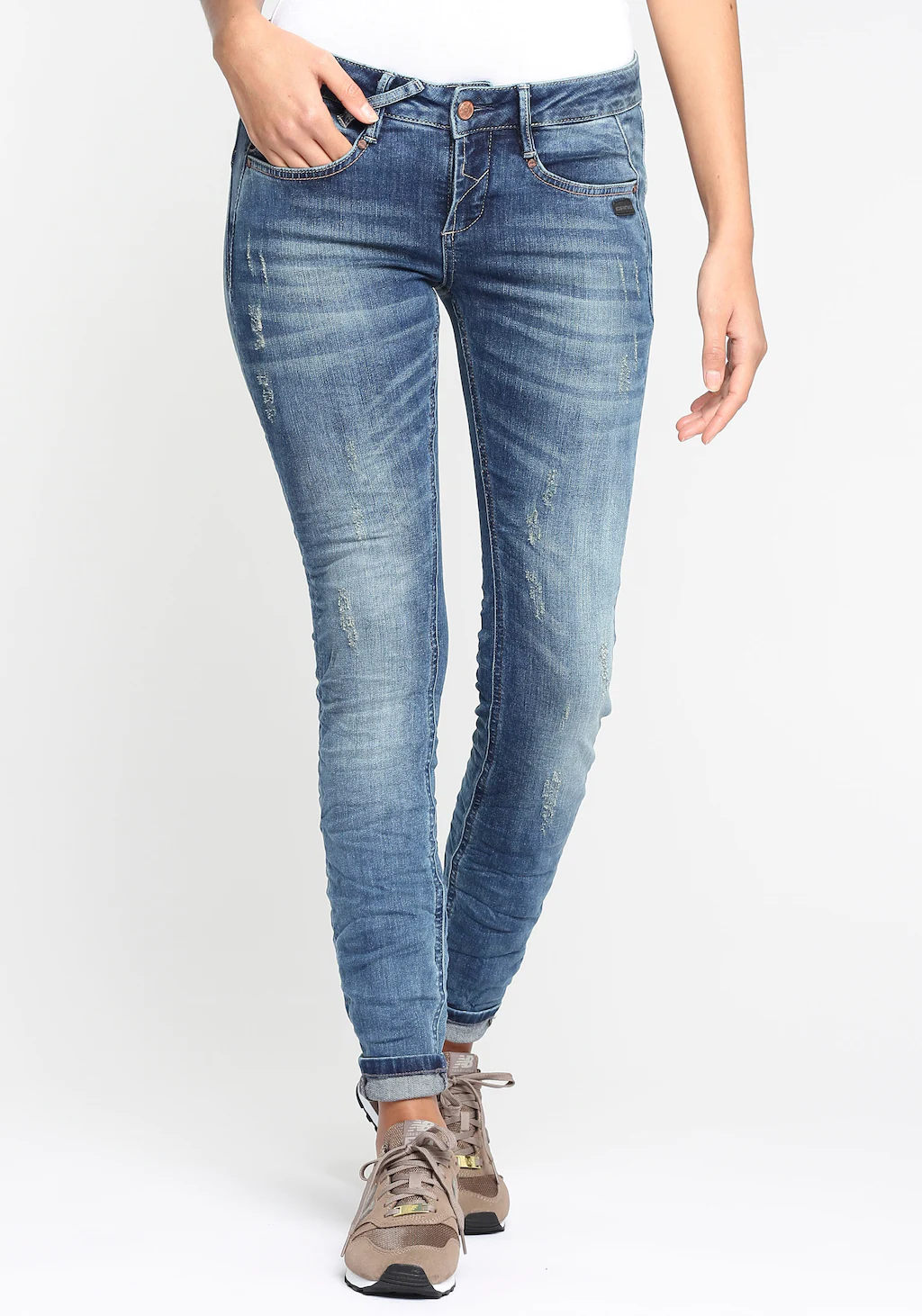 GANG Skinny-fit-Jeans "94NELE", mit gekreuzten Gürtelschlaufen vorne am Bun günstig online kaufen