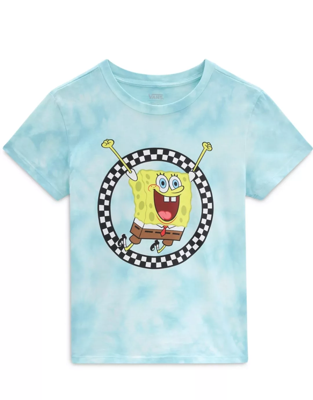 Vans X Spongebob – Jump Out – T-Shirt mit Batikmuster in Blau günstig online kaufen