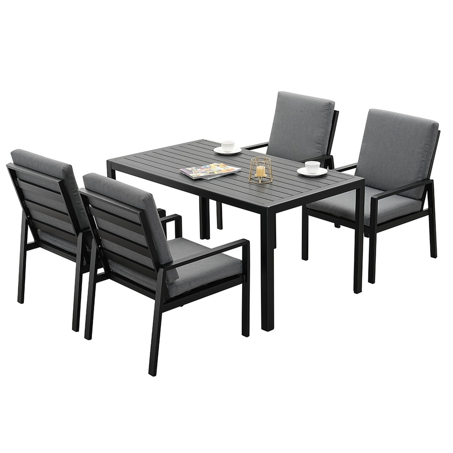 MeXo Garten Essgruppe aus Aluminium für 4 Personen Schwarz günstig online kaufen