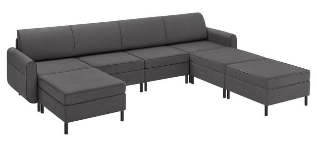 SONGMICS HOME 3-Sitzer, 7 Teile, Modulares Sofa, 7-Sitzer, Schlafsofa, U-fö günstig online kaufen