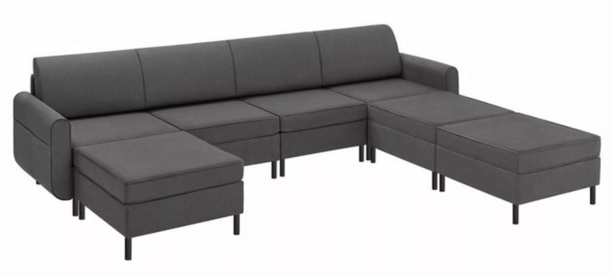 VASAGLE Wohnlandschaft, 7 Teile, Modulares Sofa, 7-Sitzer, Schlafsofa, U-fö günstig online kaufen