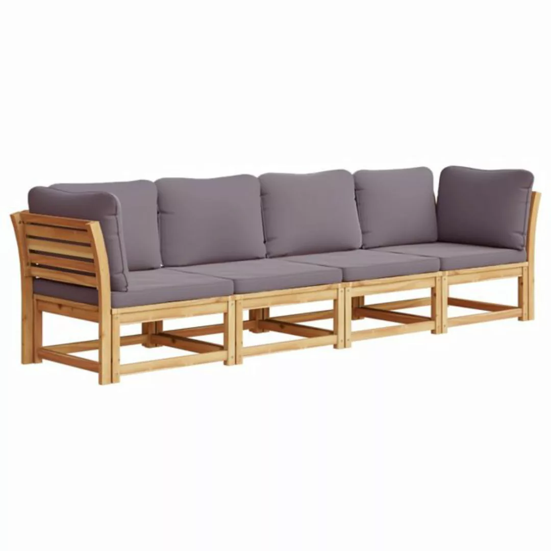 vidaXL Sofaelement 4-tlg. Garten-Lounge-Set mit Kissen Massivholz Akazie (1 günstig online kaufen