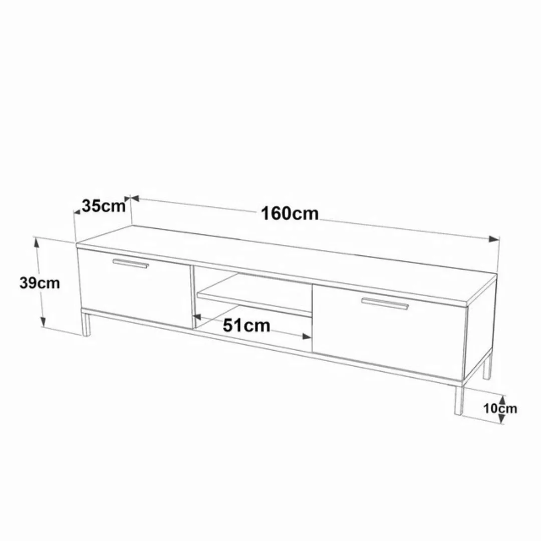 en.casa TV-Schrank »Lempäälä« mit 2 Schranktüren Betonoptik/Schwarz günstig online kaufen