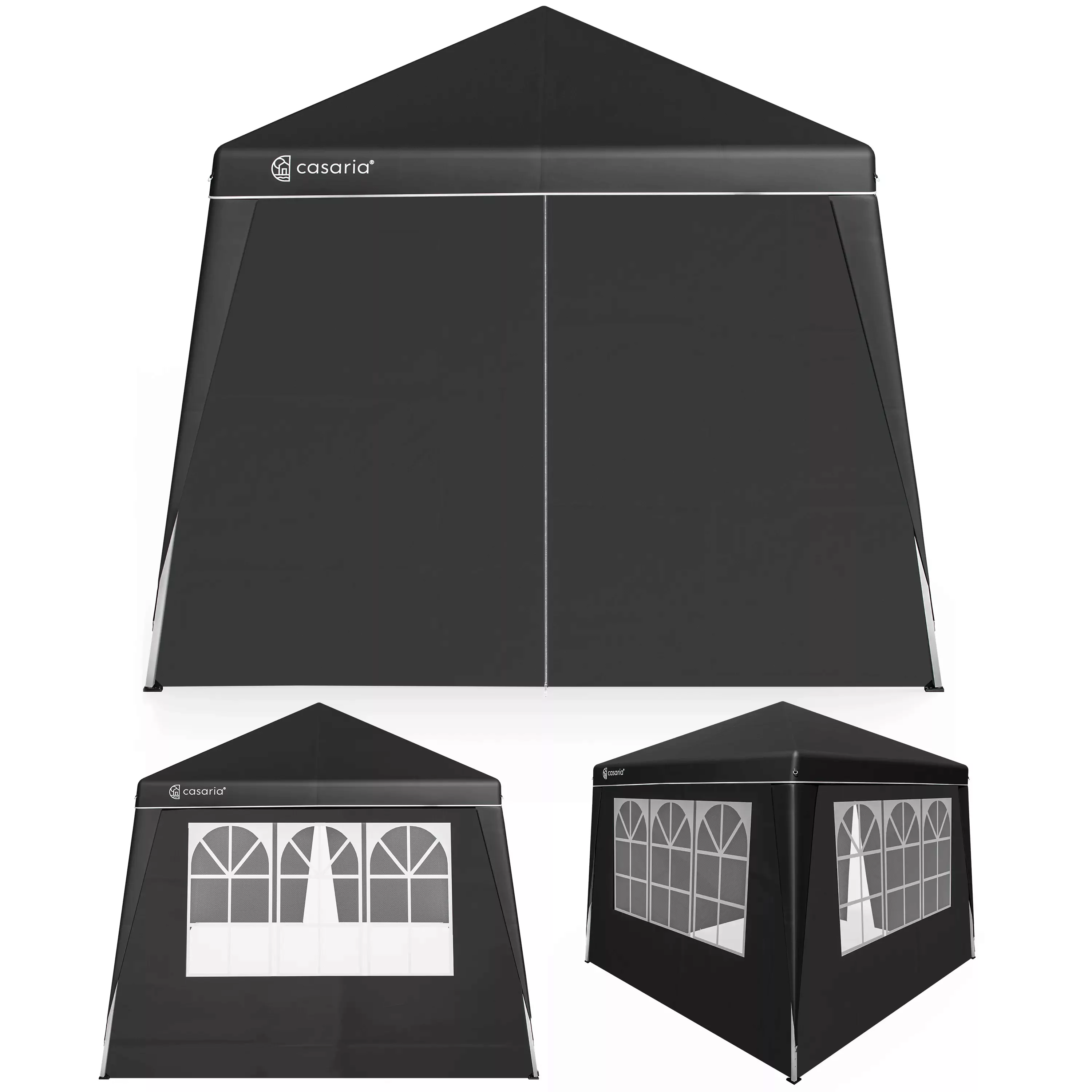 Faltpavillon Capri Schwarz 3x3m inkl 4 Seitenwänden günstig online kaufen