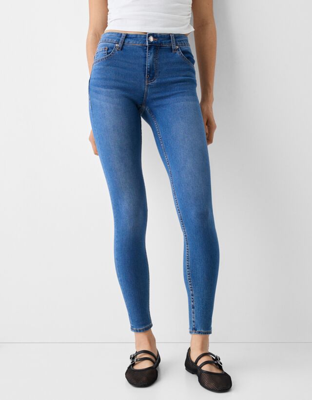 Bershka Push-Up-Skinny-Jeans Bskteen 34 Ausgewaschenes Blau günstig online kaufen