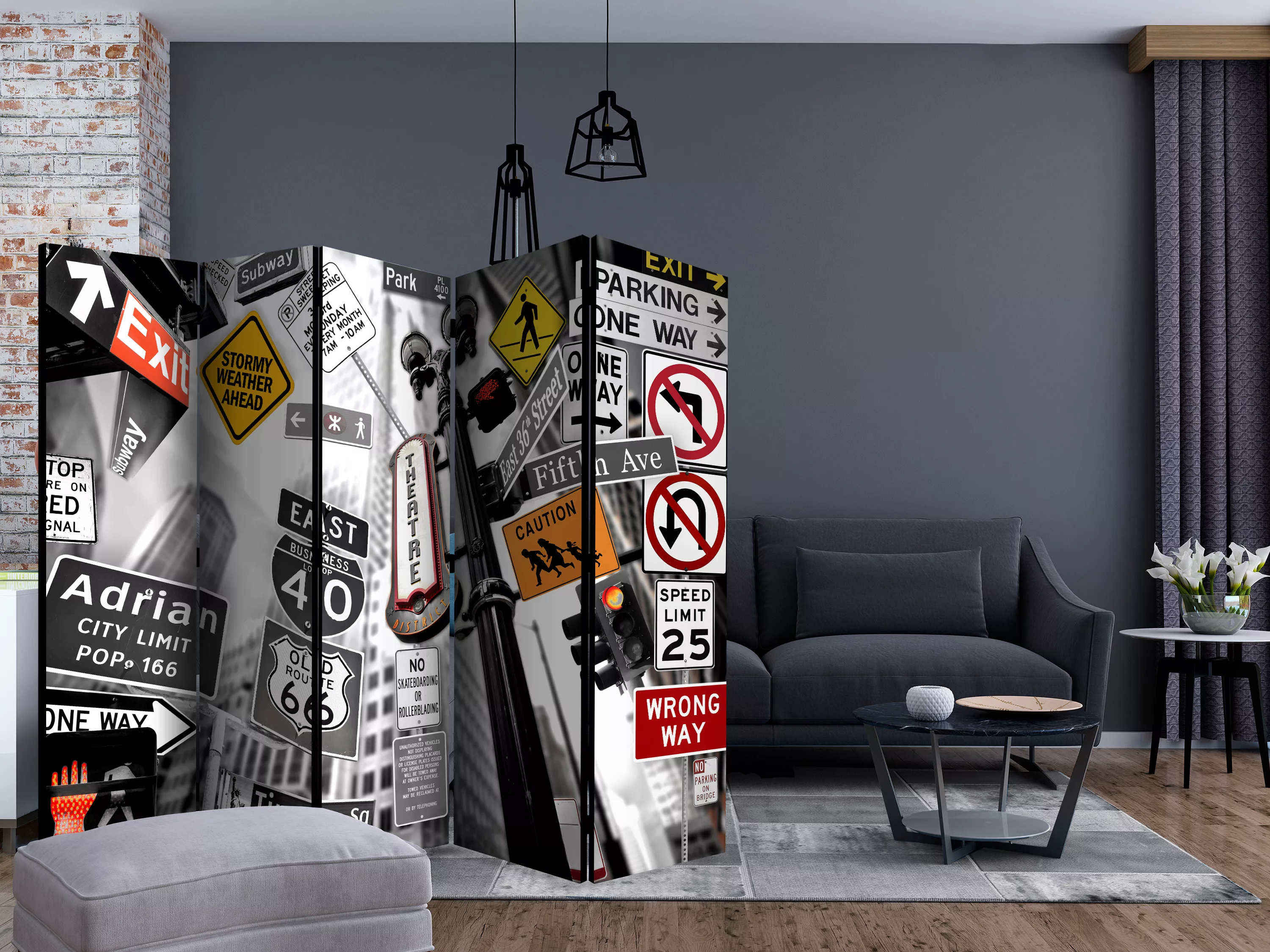 5-teiliges Paravent - New York Signs Ii [room Dividers] günstig online kaufen