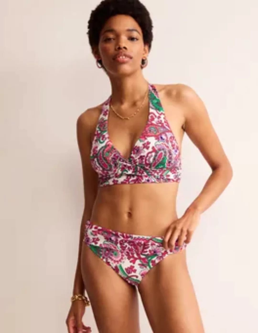 Levanzo Bikinihose mit Faltendetail Damen Boden, Bunt, Phantasievoll günstig online kaufen
