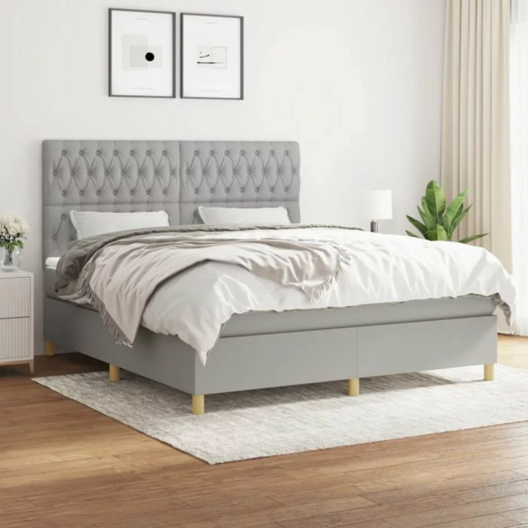 vidaXL Boxspringbett Boxspringbett mit Matratze Dunkelbraun 180x200 cm Stof günstig online kaufen