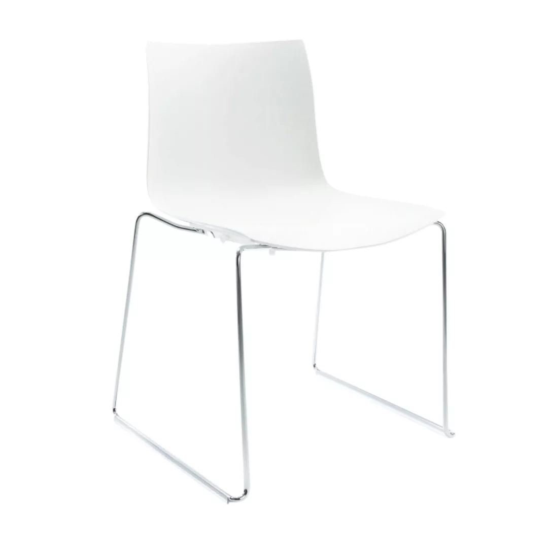 Arper - Catifa 46 0278 Stuhl einfarbig Kufe Chrom - weiß/Außenschale glänze günstig online kaufen