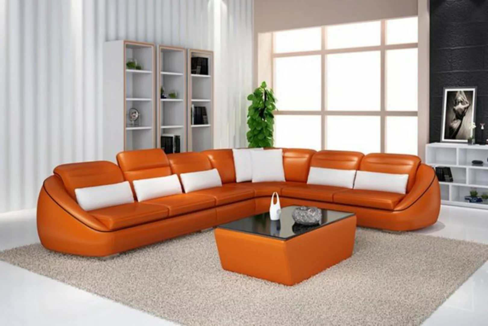 JVmoebel Ecksofa, Designer Sofa Couch Ecksofa mit Hocker Polster Garnitur günstig online kaufen