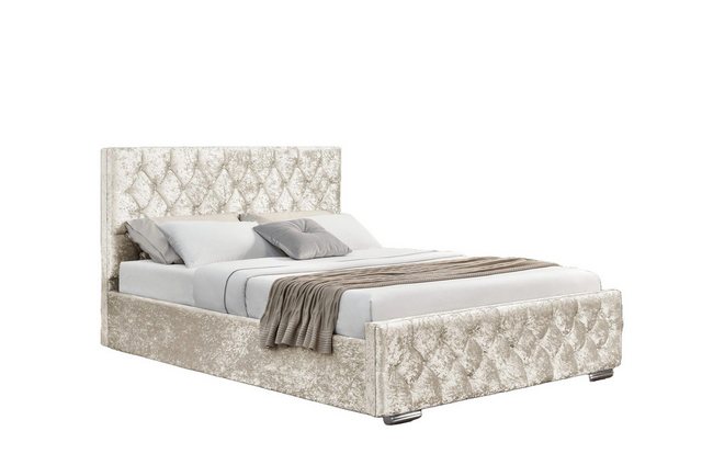 Xlmoebel Bett Chesterfield Designer-Bett aus Stoff und Leder mit Polsterung günstig online kaufen