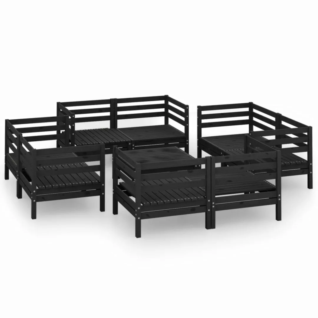 9-tlg. Garten-lounge-set Schwarz Massivholz Kiefer günstig online kaufen