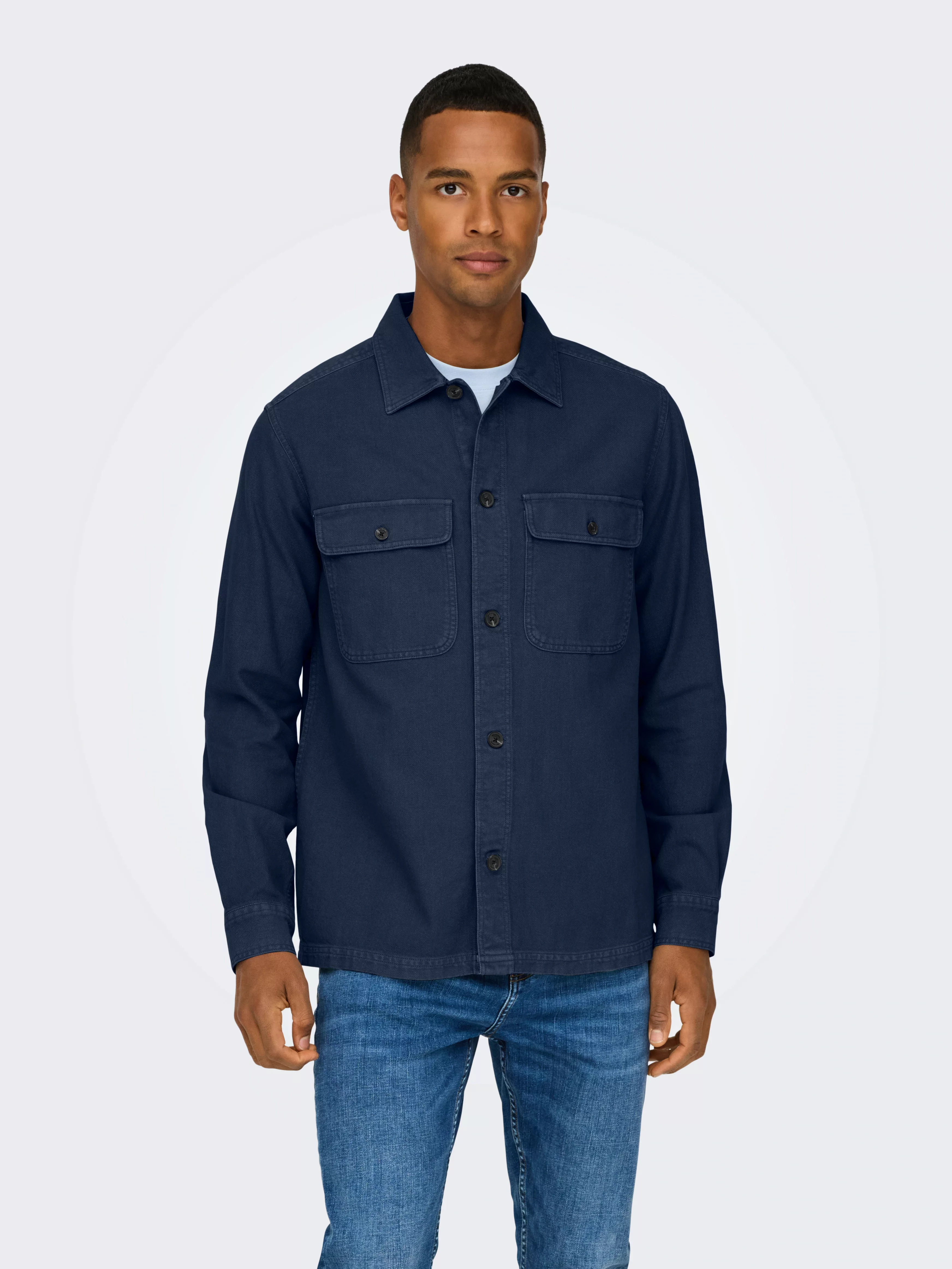 ONLY & SONS Langarmhemd "ONSOLIVER TWILL OVERDYE OVERSHIRT BF" günstig online kaufen