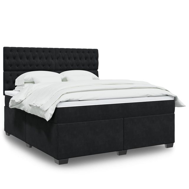 vidaXL Boxspringbett, Boxspringbett mit Matratze Schwarz 180x200 cm Samt günstig online kaufen