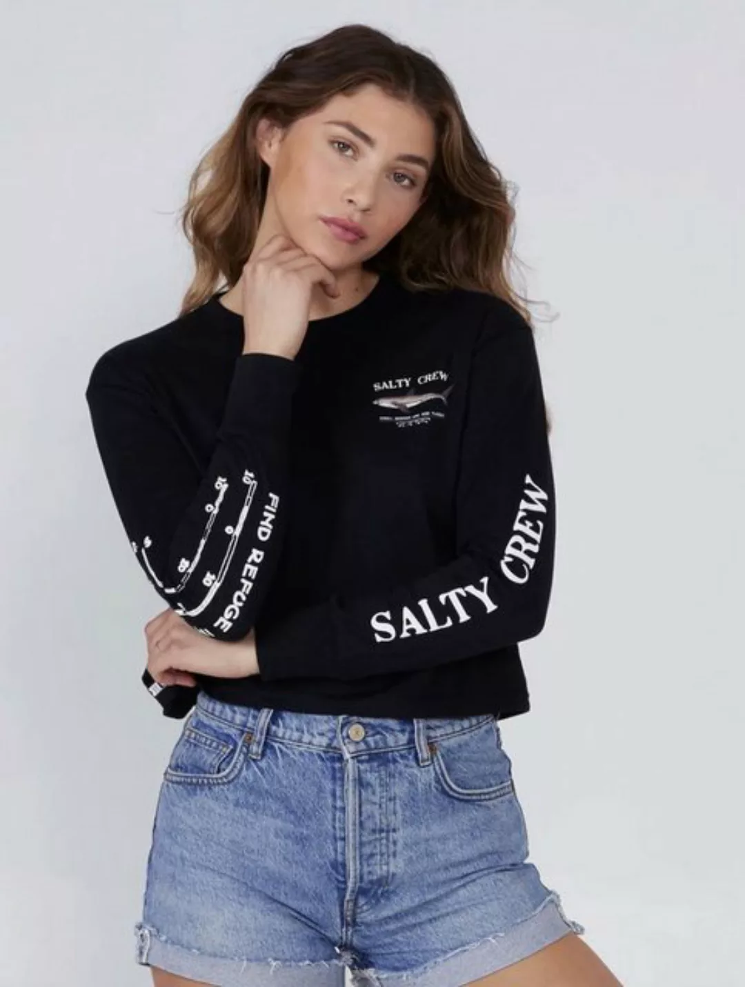 Salty Crew Langarmshirt Salty Crew Bruce Long Sleeve Crop Black S günstig online kaufen