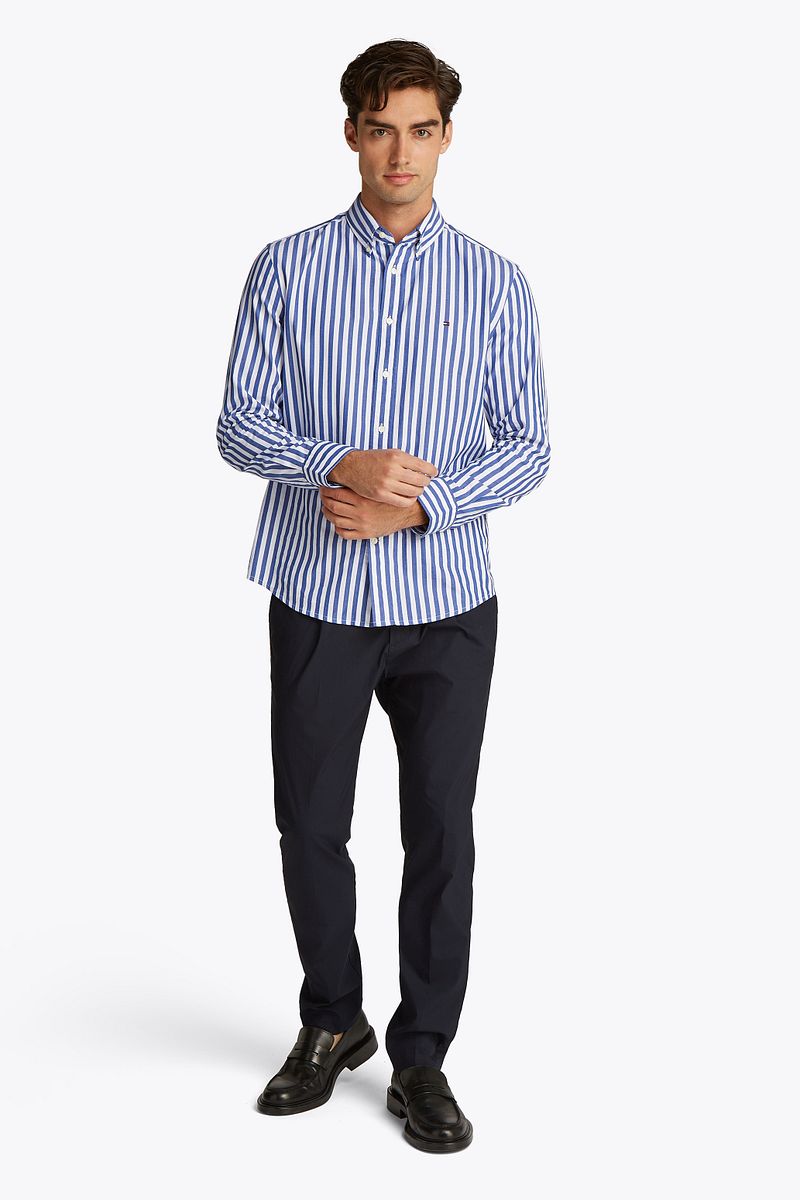 Tommy Hilfiger Poplin Hemd Streifen Blau - Größe M günstig online kaufen