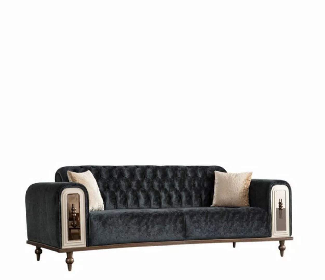 JVmoebel Sofa Luxus Sofa 3 Sitzer Stoff Sofas Design Beige Textil Schwarz S günstig online kaufen