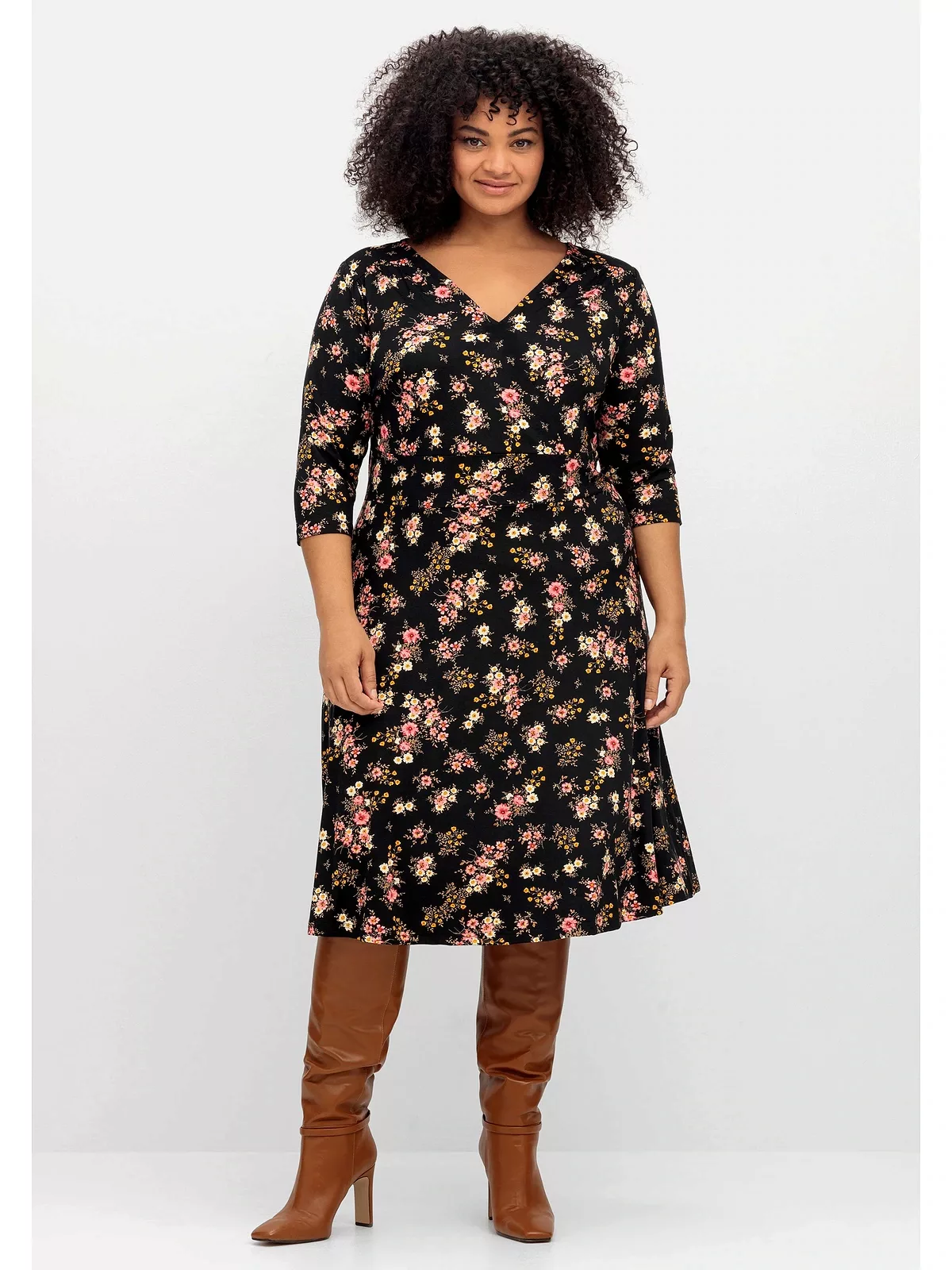 sheego by Joe Browns Jerseykleid "Große Größen", mit Blumendruck und ausges günstig online kaufen