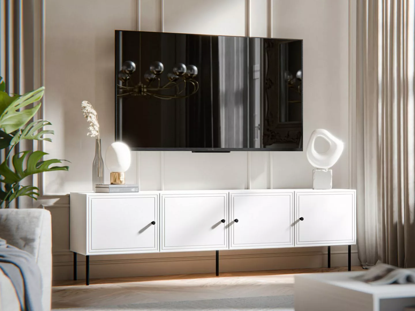 MIRJAN24 TV-Schrank Palazzo Bis 200 4D (mit vier Drehtüren) Metallfüße in d günstig online kaufen