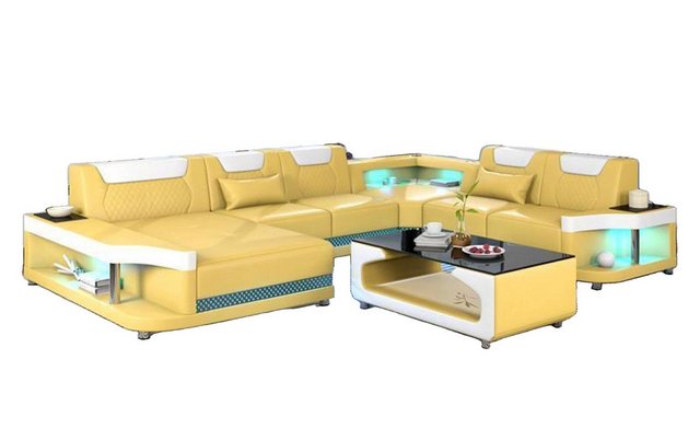 JVmoebel Ecksofa Ecksofa U Form+Couchtisch Modernes Polster Wohnzimmer Möbe günstig online kaufen