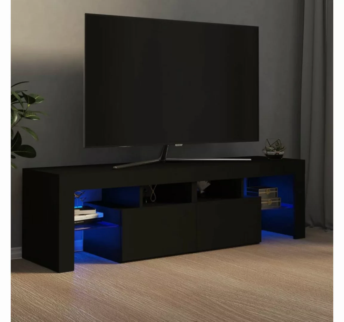 vidaXL TV-Schrank TV-Schrank mit LED Leuchten Schwarz 140x35x40 cm Lowboard günstig online kaufen