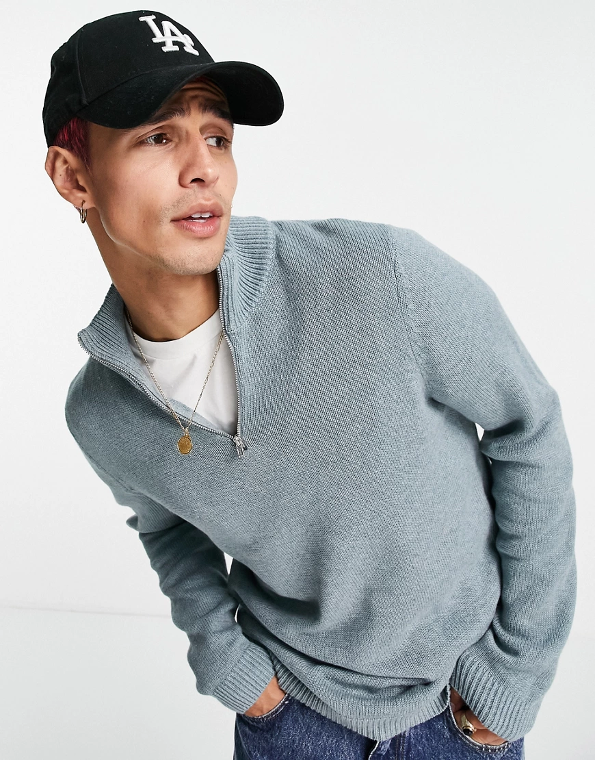 ASOS DESIGN – Mittelschwerer Pullover aus Baumwolle mit halblangem Reißvers günstig online kaufen