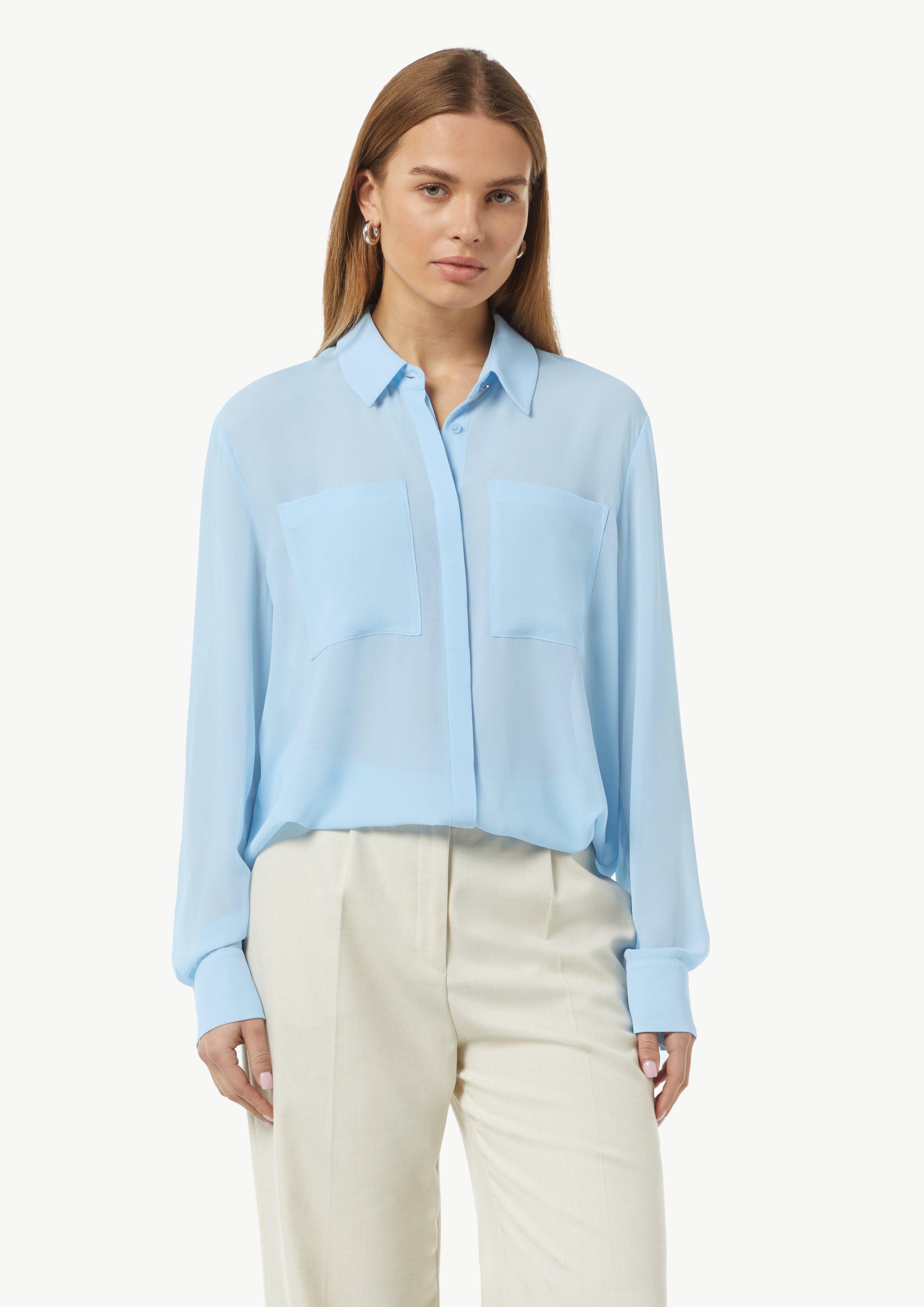 Comma Langarmbluse Transparente Bluse mit verdeckter günstig online kaufen