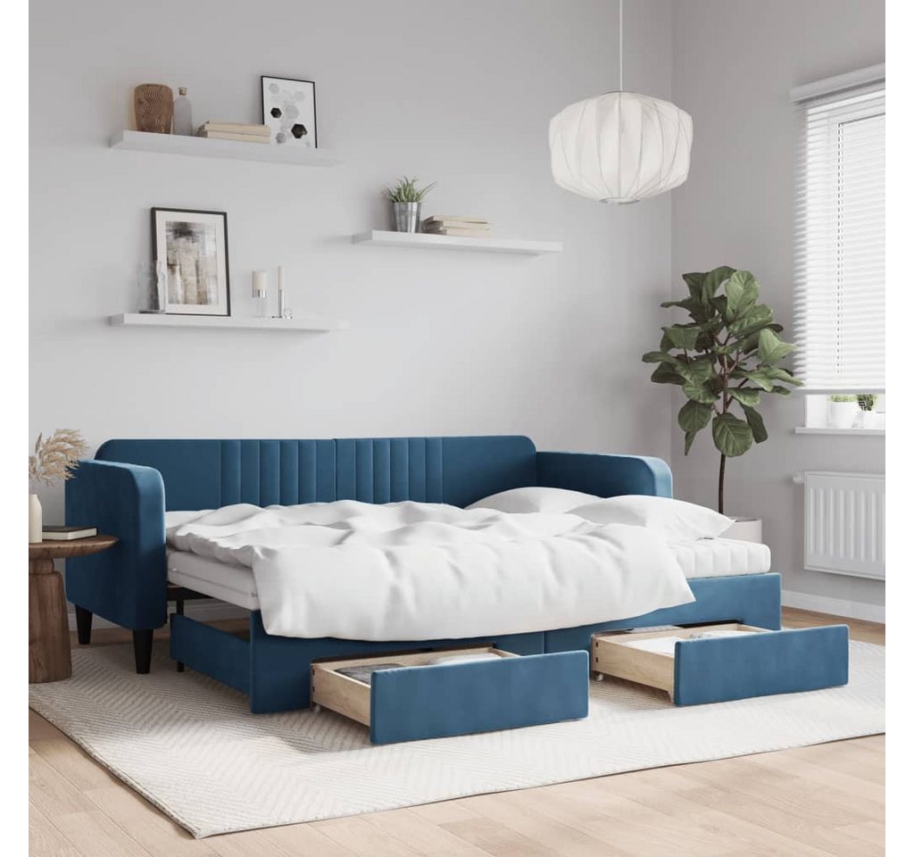 vidaXL Gästebett Gästebett Tagesbett Ausziehbar mit Schubladen Blau 80x200 günstig online kaufen