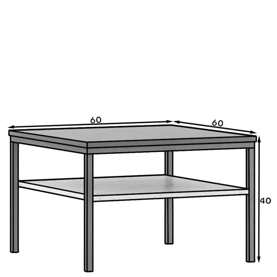 Sofatisch Couchtisch aus Metall mit Holzwerkstoff Oberfläche günstig online kaufen