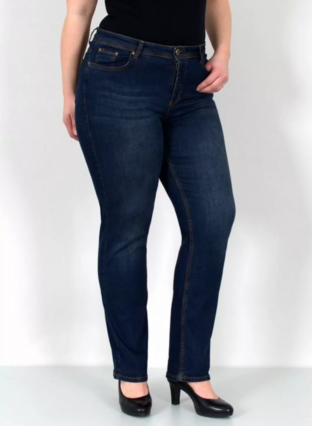 ESRA Straight-Jeans Gerade Schnitt Jeans hoher Bund mit Stretch bis Plus Si günstig online kaufen