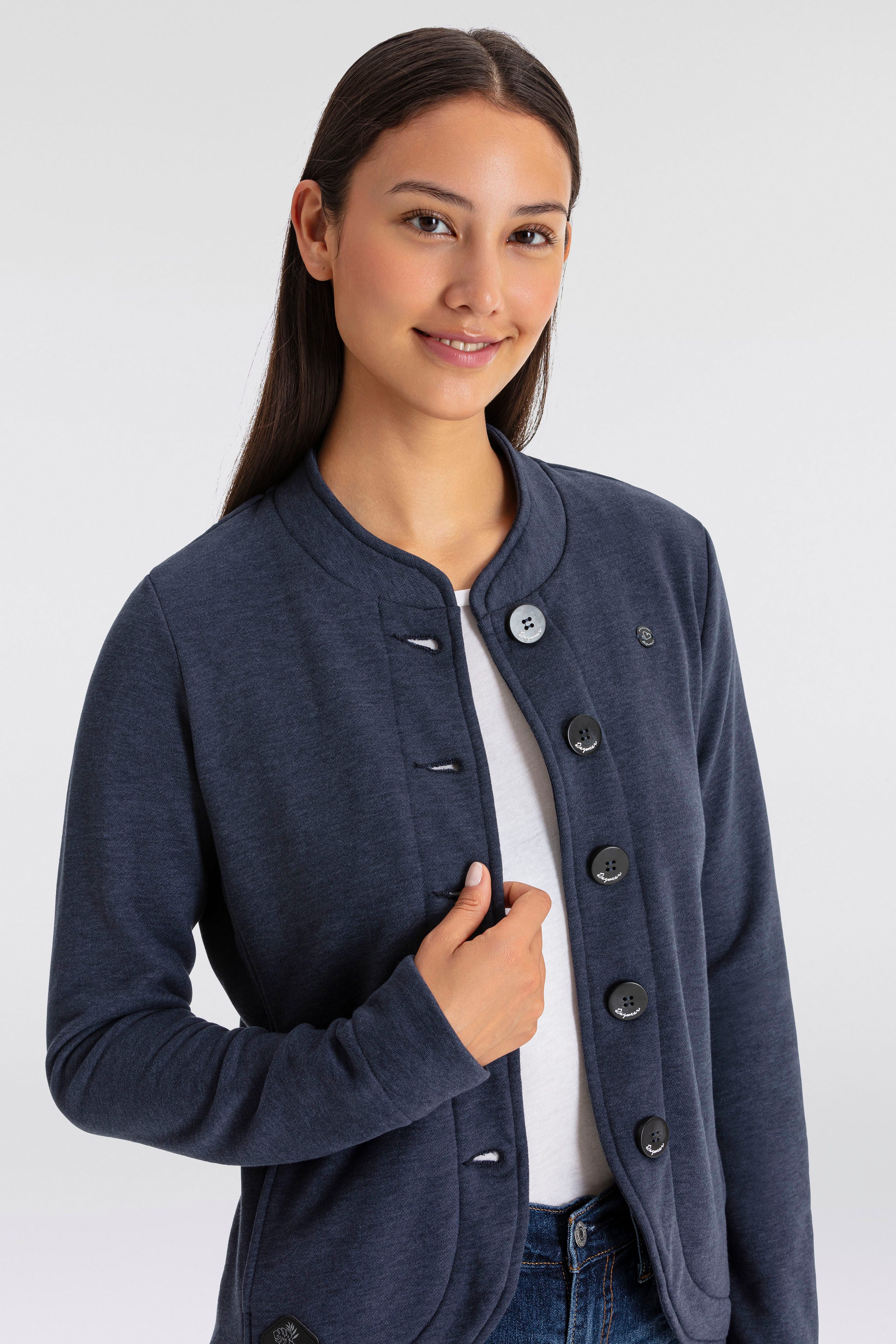 Ragwear Sweatjacke "AVALINA O", maritimer Sweat-Blazer mit Kontrast-Details günstig online kaufen