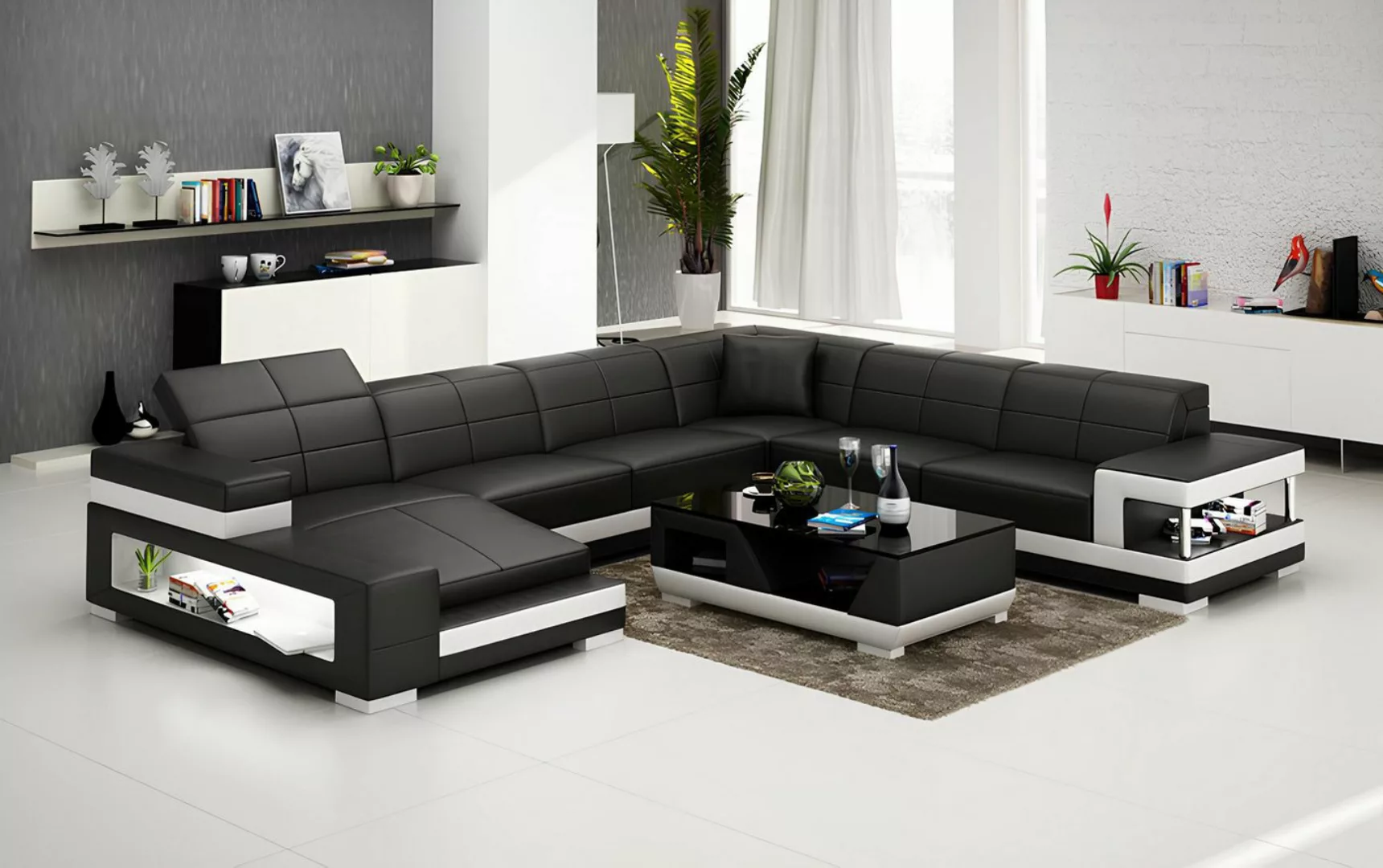 Xlmoebel Sofa Ledersofa Eckcouch in modernem Design G8017, Hergestellt in E günstig online kaufen