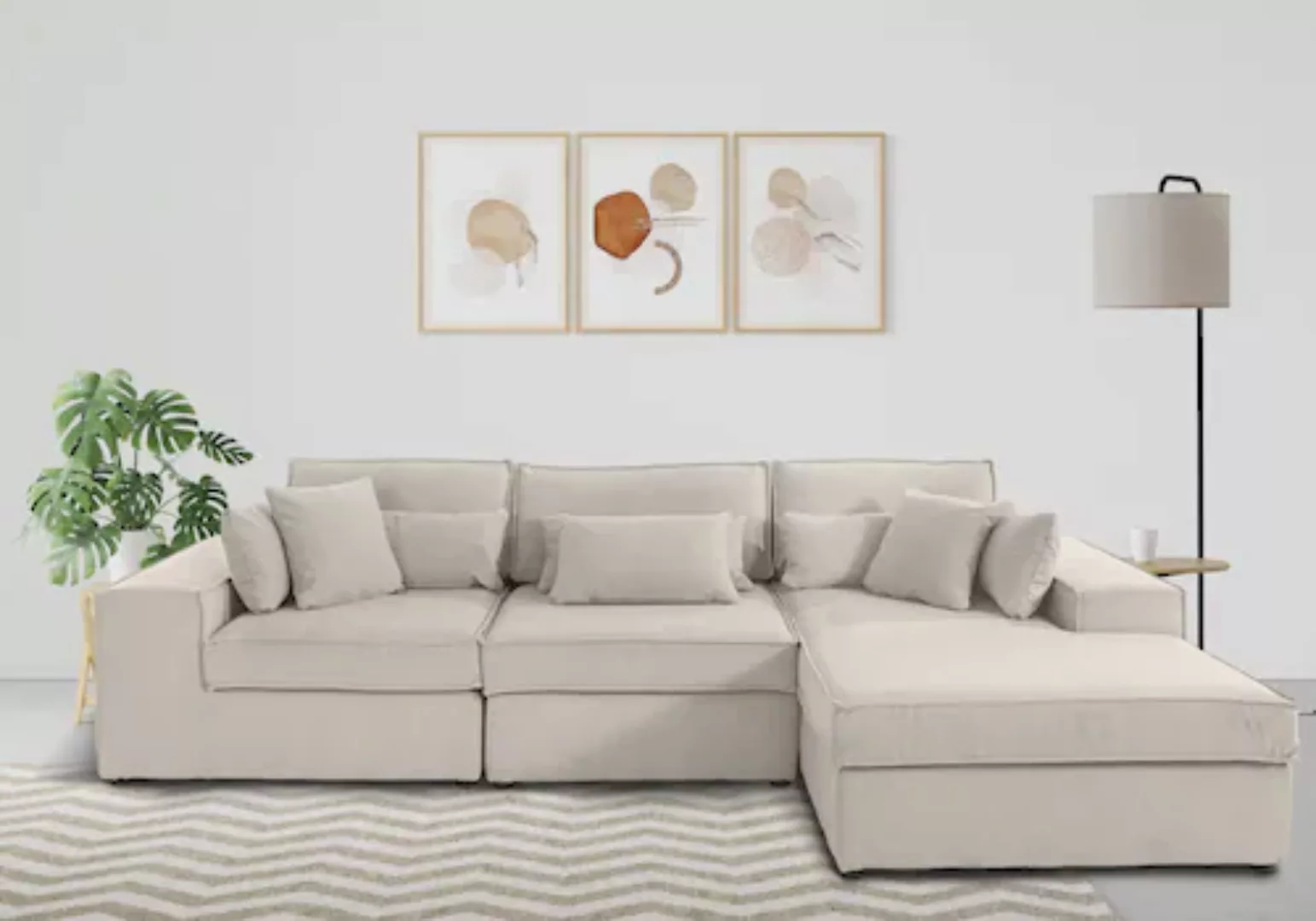 RAUM.ID Ecksofa »Florid L-Form«, 3 Teile, bestehend aus Modulen, viele Bezu günstig online kaufen