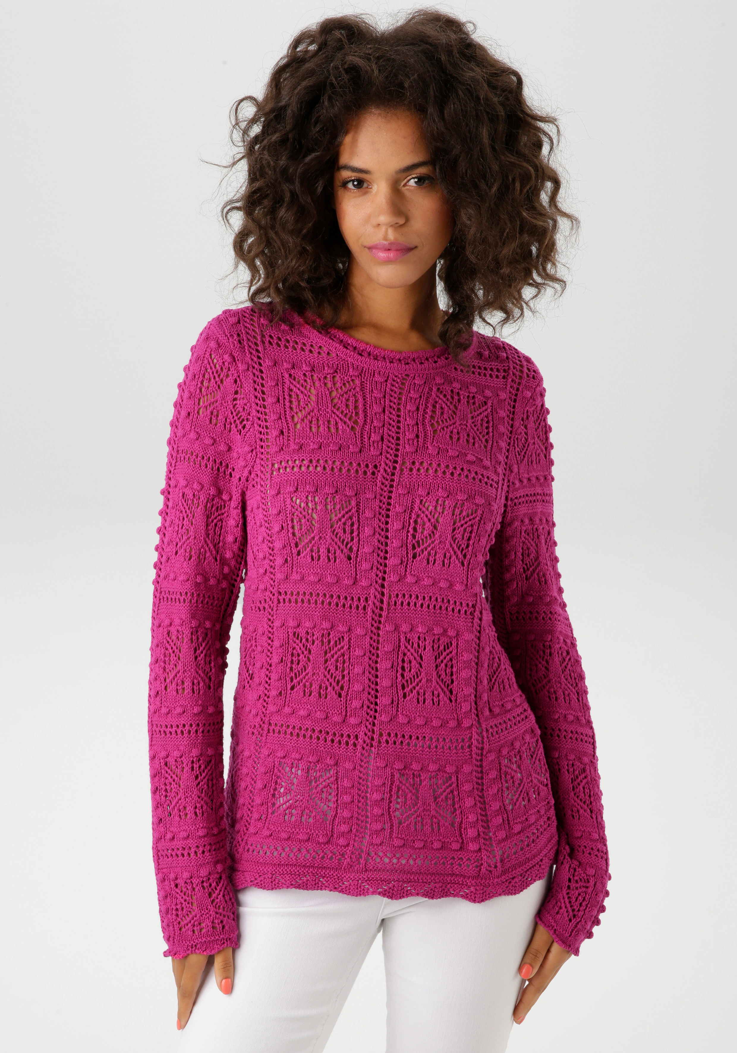 Aniston CASUAL Strickpullover, im attraktiven Ajour-Muster-Mix günstig online kaufen