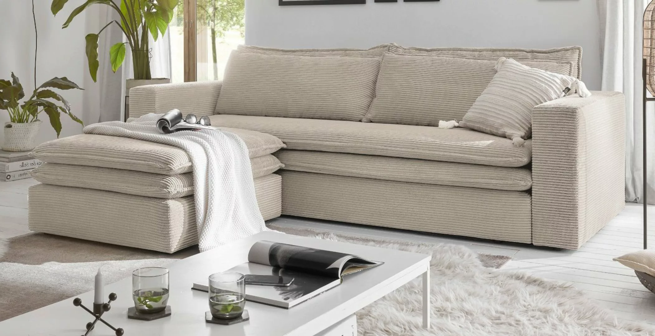 Furn.Design Schlafsofa Pesaro, Sofa 3-Sitzer Cordbezug, 4 Farben, ausklappb günstig online kaufen