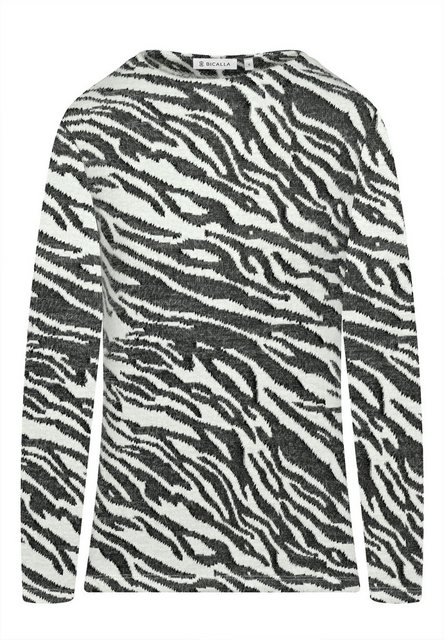 BICALLA T-Shirt Strick-Shirt mit Zebra-Muster in Schwarz/Weiß (1-tlg) günstig online kaufen