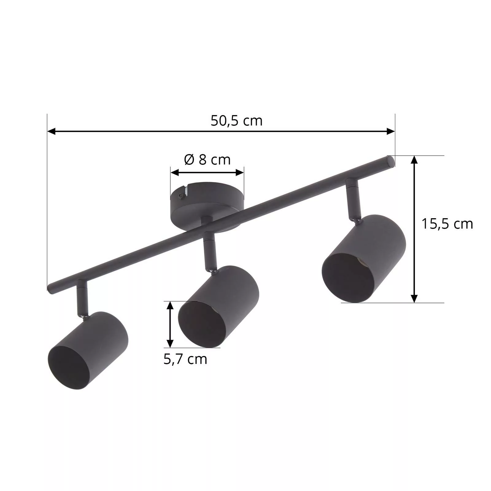 Lindby Jorell Deckenspot, schmal, schwarz, 3-flg. günstig online kaufen