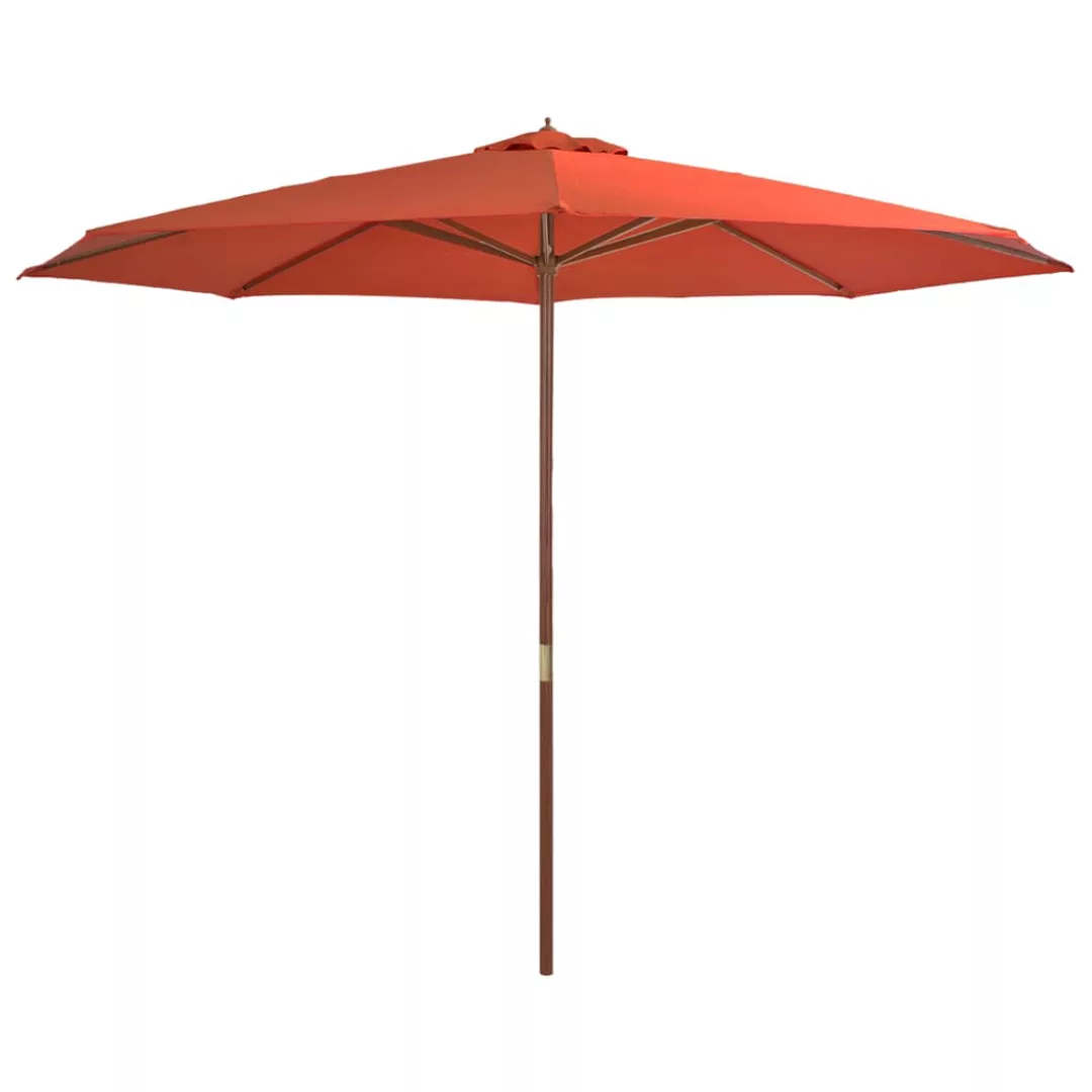 Sonnenschirm Mit Holzmast 350 Cm Terrakotta günstig online kaufen