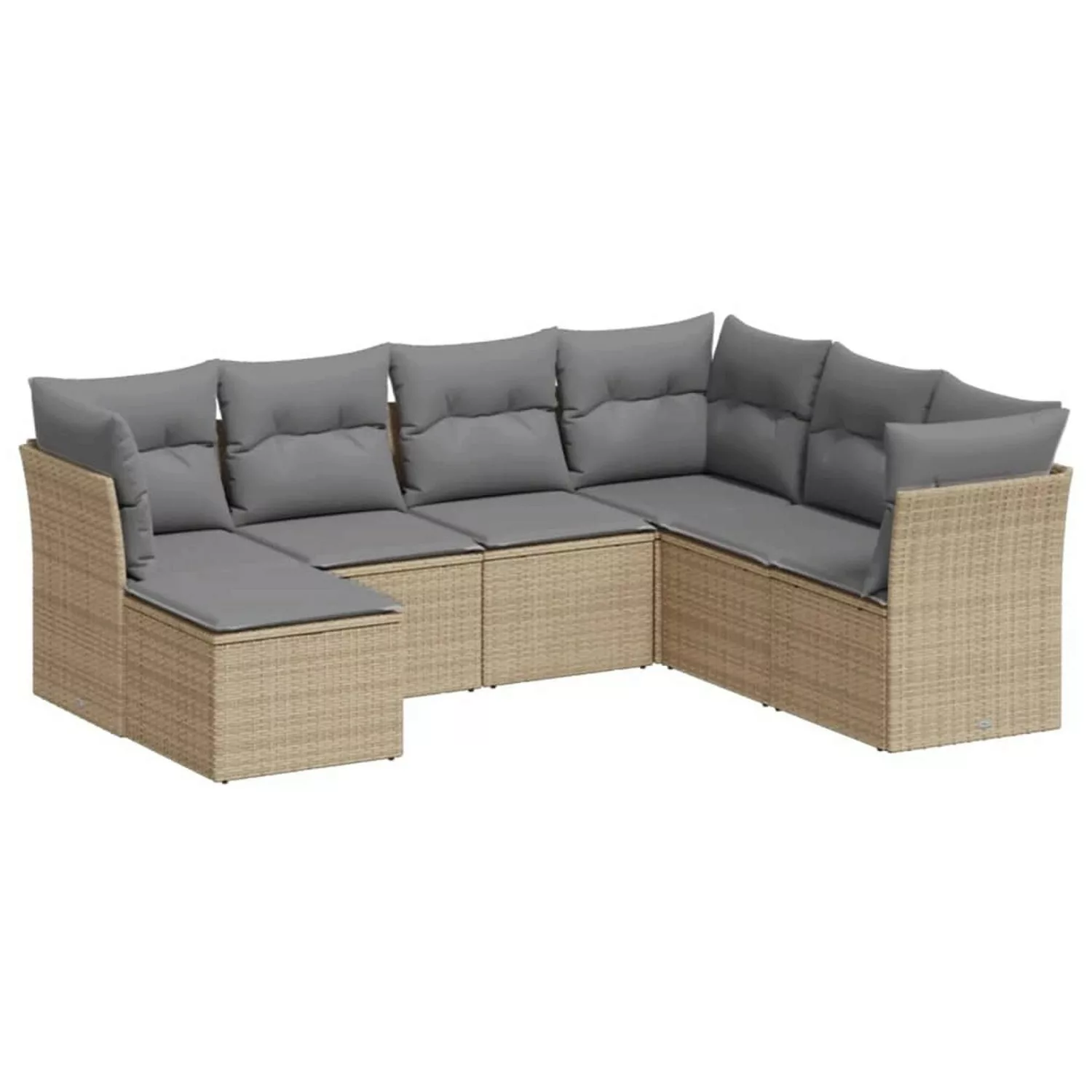 vidaXL 7-tlg Garten-Sofagarnitur mit Kissen Beige Poly Rattan Modell 25 günstig online kaufen