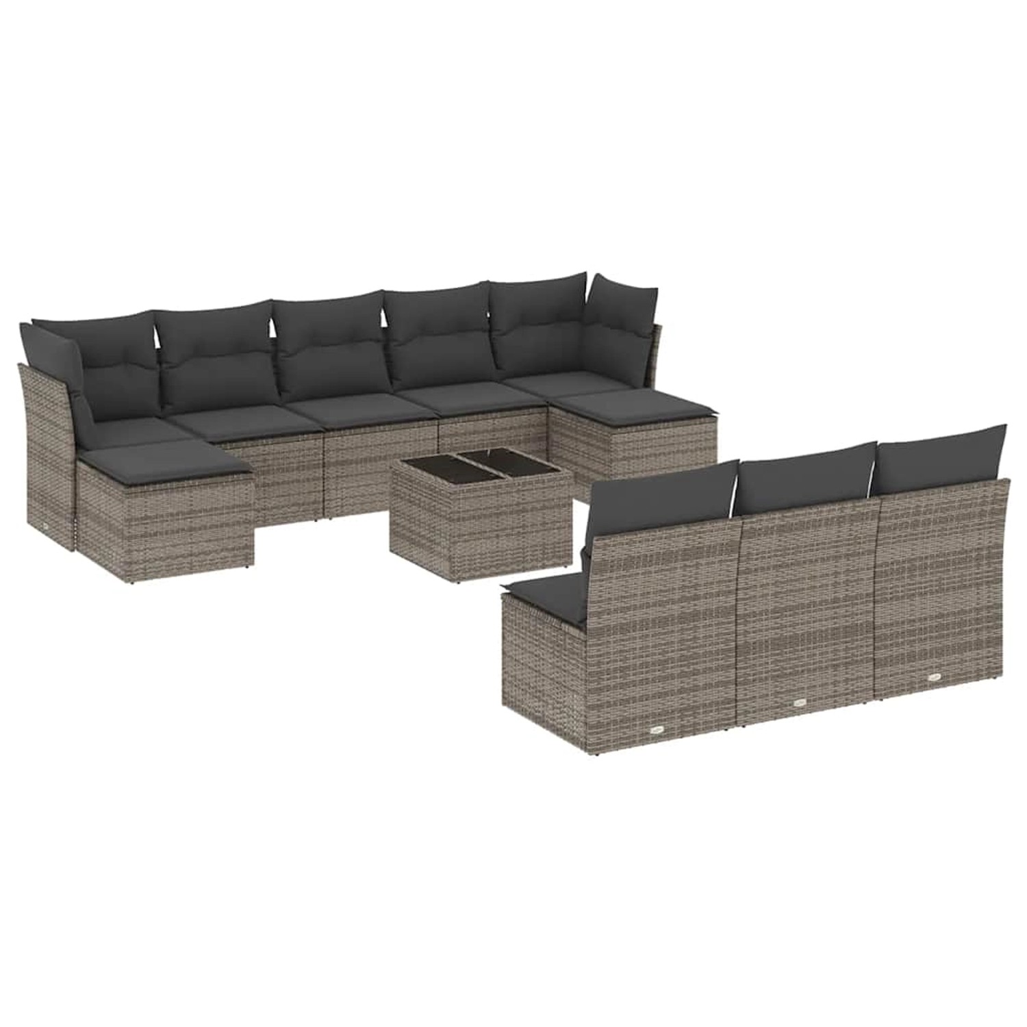 vidaXL 11-Tlg Garten-Sofagarnitur mit Kissen Grau Poly Rattan 3218300 günstig online kaufen