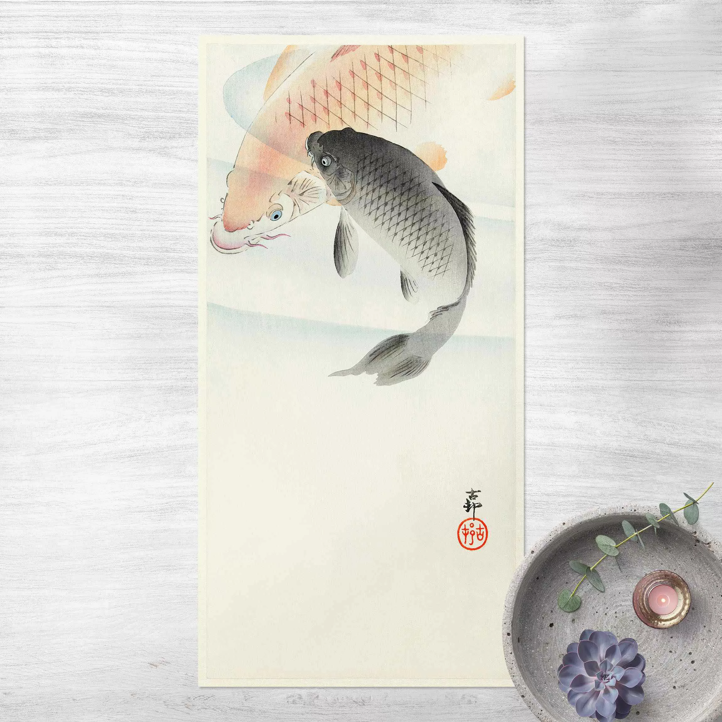 Vinyl-Teppich Vintage Illustration Asiatische Fische I günstig online kaufen