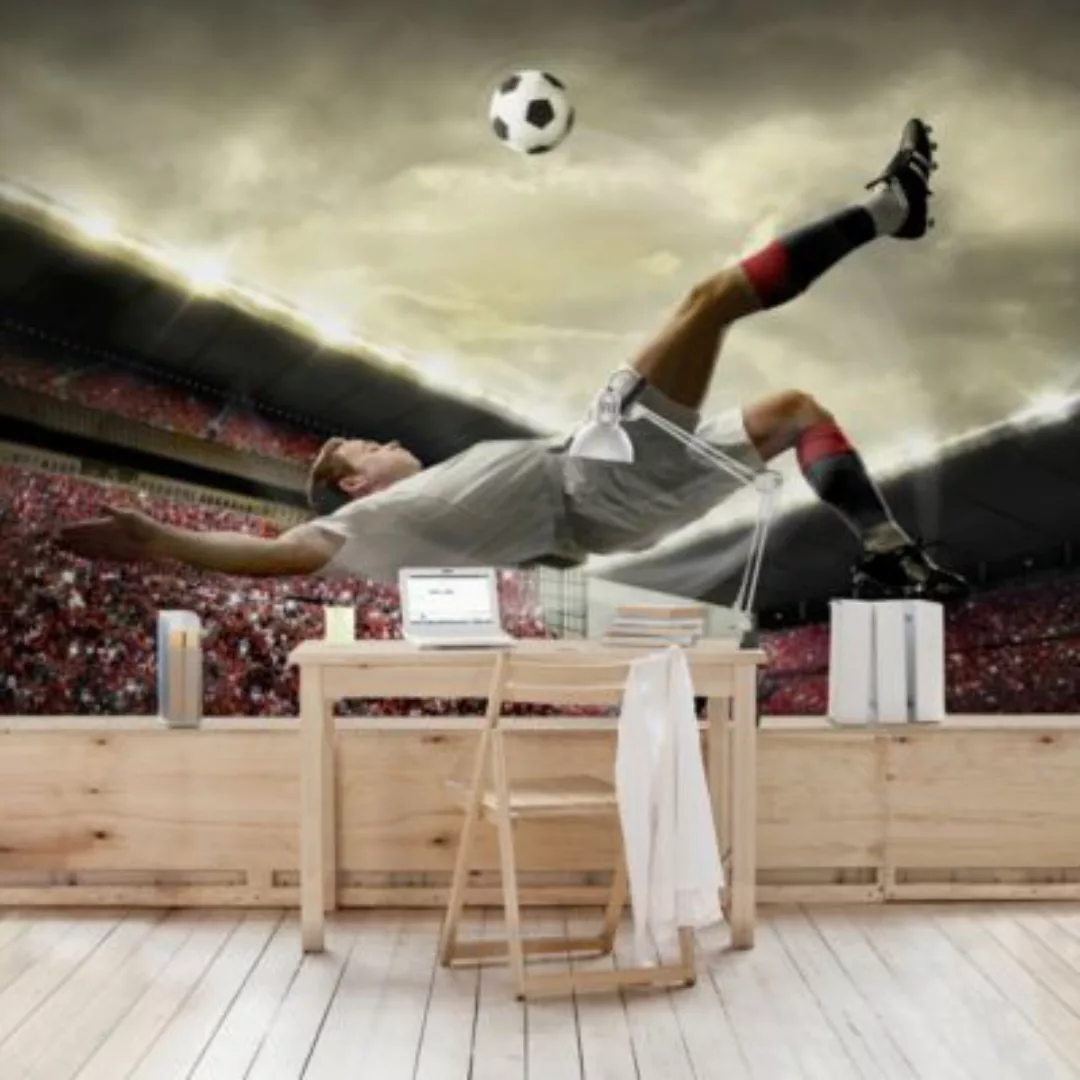 Bilderwelten Fototapete Fußball Action weiß Gr. 192 x 192 günstig online kaufen