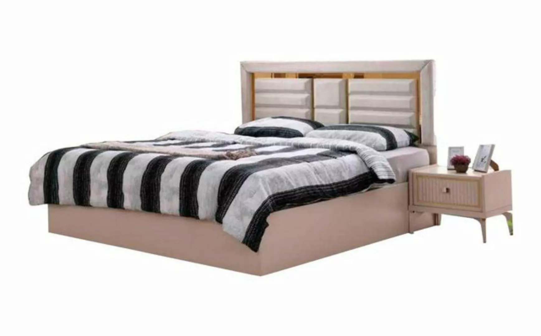 JVmoebel Bett Beige Bett Schlafzimmer Einfarbig Modern Rechteckig Design Do günstig online kaufen